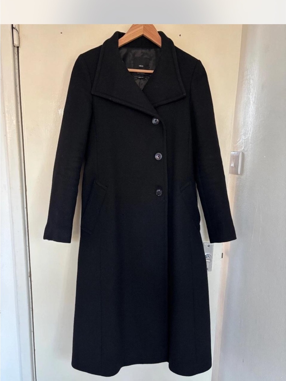 Mango Black Wool Coat - Sleek Lined Jacket